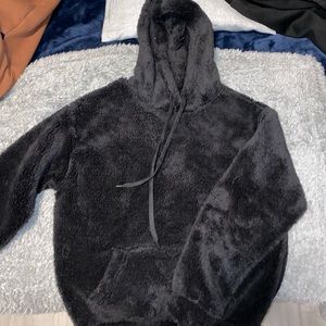 Black sherpa hoodie never worn great condition